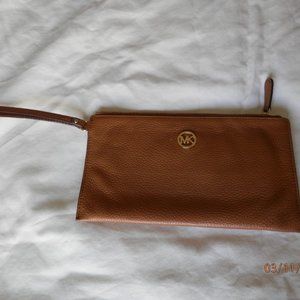 Michael Kors Carmel Colored Leather Clutch / Wristlet